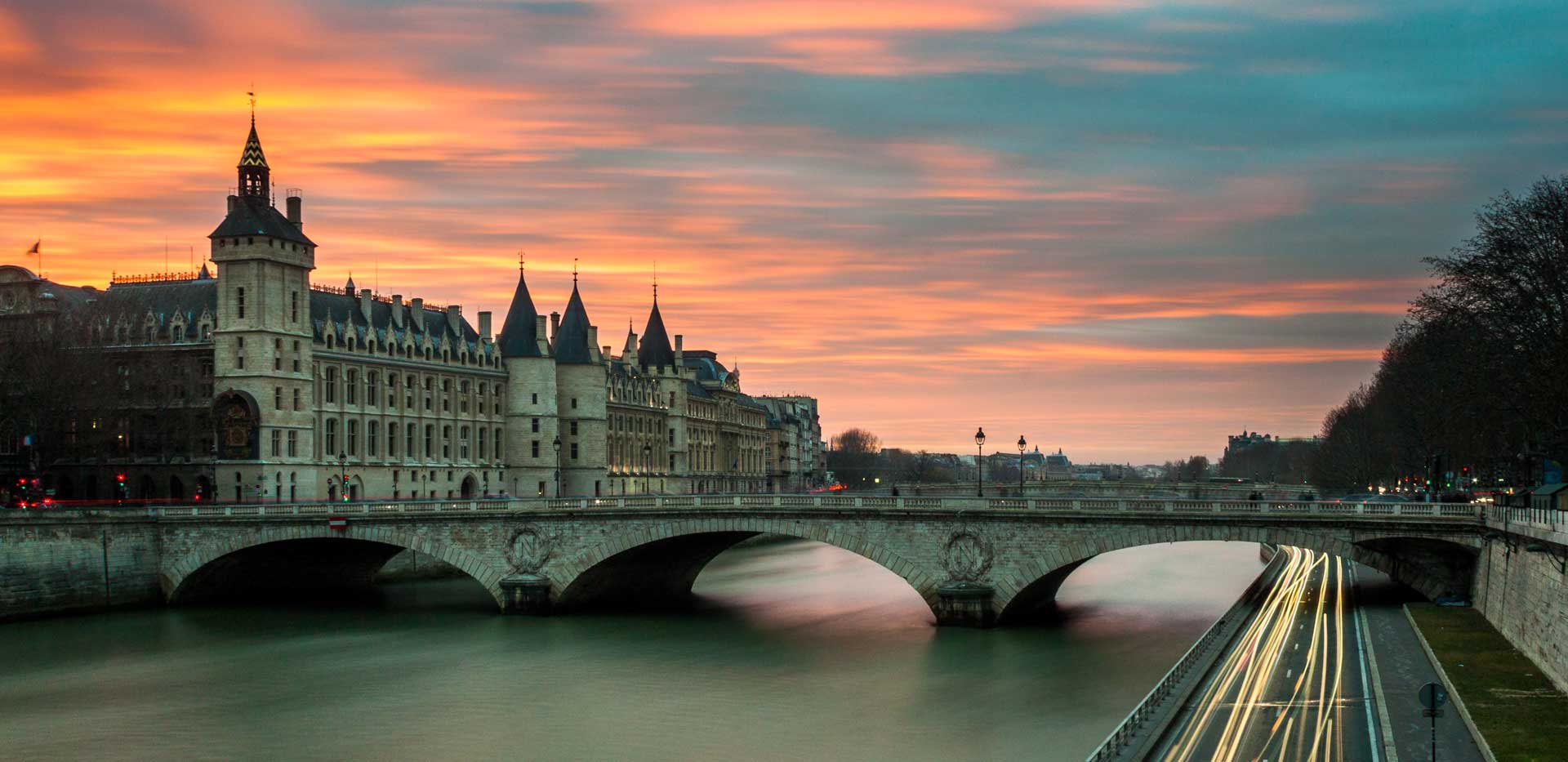 Bridge crossing river in France